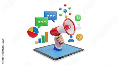 Wallpaper Mural Digital Marketing Concepts with Megaphone and Icons Torontodigital.ca