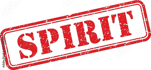 A striking red stamp with the word spirit boldly printed inside a rectangular frame is showcased