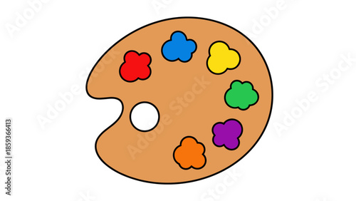 Artist Palette with Colored Paints Illustration.