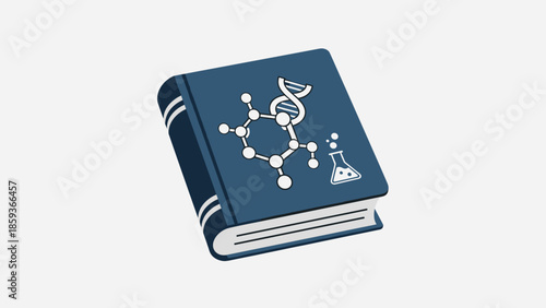 Blue Book with DNA Molecule Illustration.