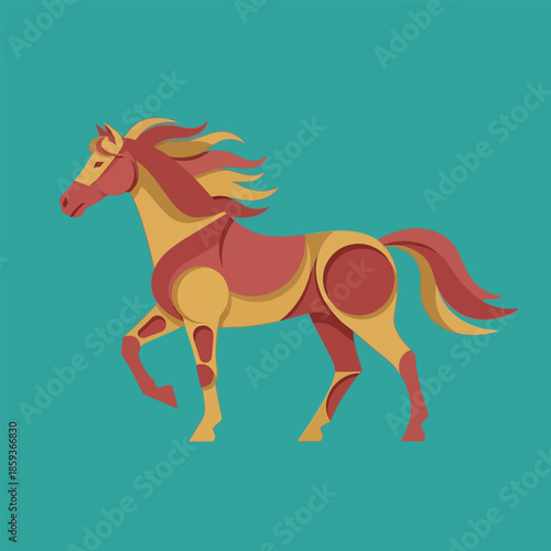 Colorful Horse Illustration Running Freely.