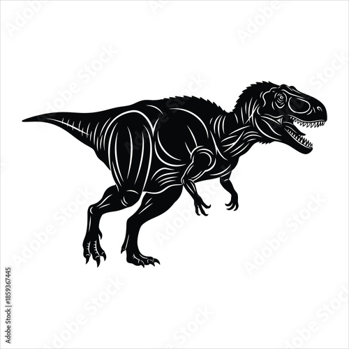 Allosaurus silhouette isolated on a white background illustration