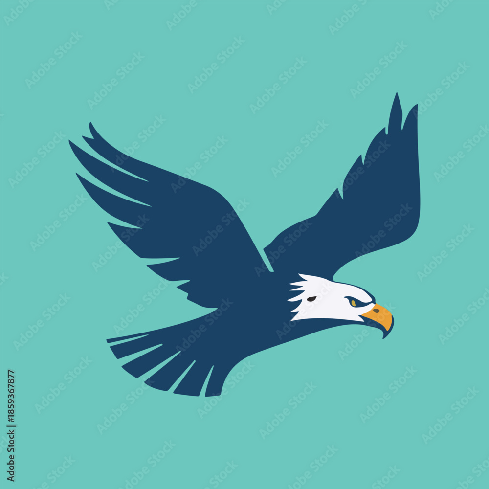 Obraz premium Flying Eagle Vector Illustration with Spread Wings – Bold Wildlife Logo