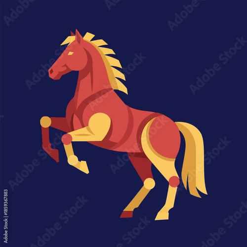 Illustration of a Galloping Brown Horse.