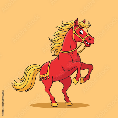 Red Horse Cartoon Character Illustration 1.