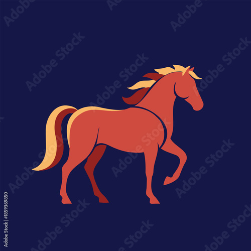 Red Horse Illustration Running Free.