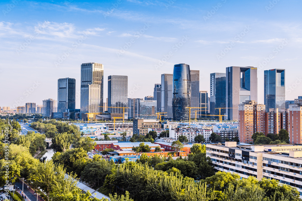 Fototapeta premium Scenery of the Lize CBD Central Business District under construction in Beijing, China