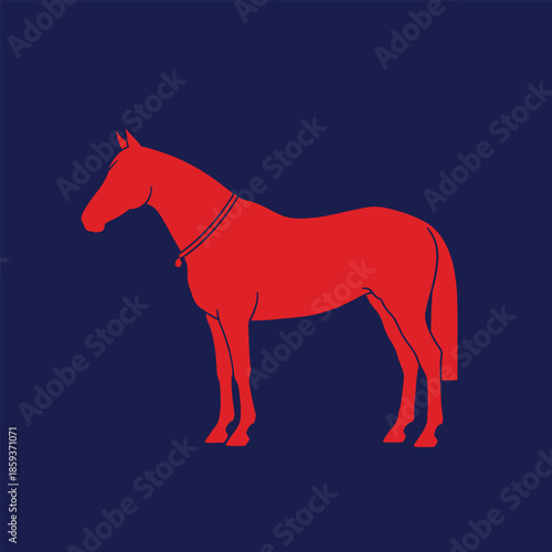 Red Horse Silhouette Standing Profile View 1.