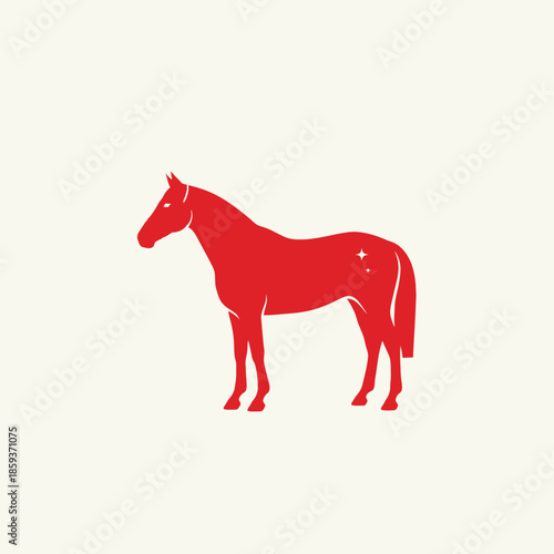 Red Horse Silhouette Standing Profile View 2.