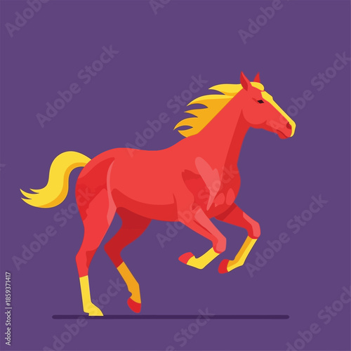 Running Horse Illustration with Vibrant Colors.