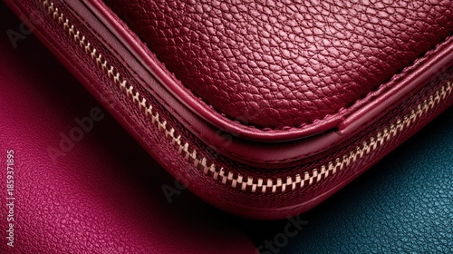Close-up of a luxurious leather wallet showcasing intricate textures and vibrant colors