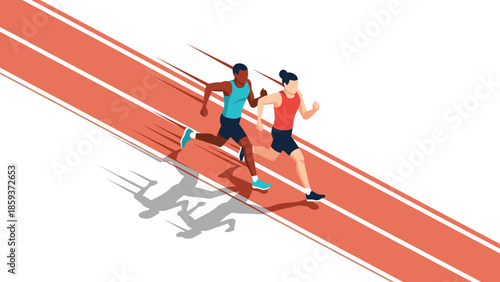 Dynamic isometric runners on track with motion effects