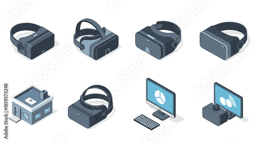 Isometric virtual reality headsets and devices collection