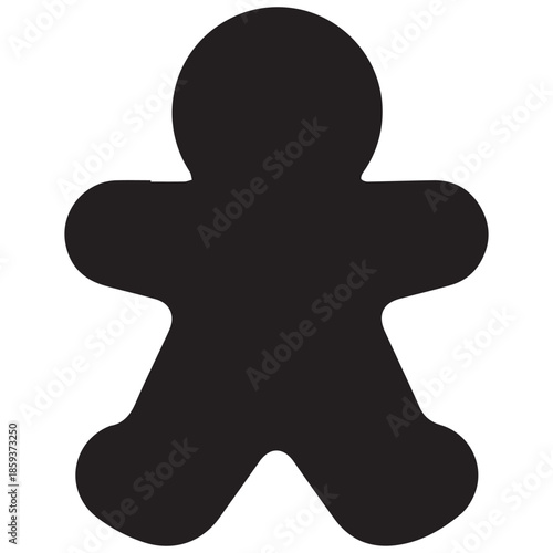 Black silhouette of a gingerbread man on white background