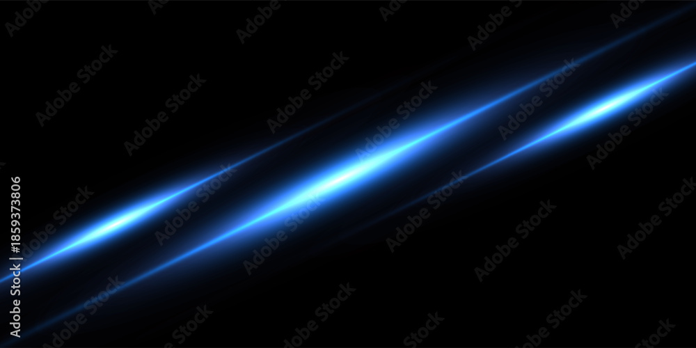 Fototapeta premium Bright horizontal beam of light on black background. Glowing laser effect creating futuristic and sci-fi aesthetics. Suitable for technology, energy, speed and digital design themes.