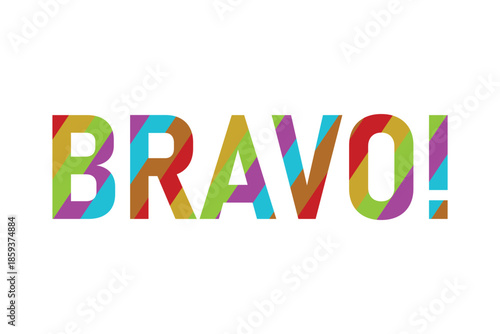 Colorful Bravo Text Icon for Celebration, Praise, and Achievement Themes
