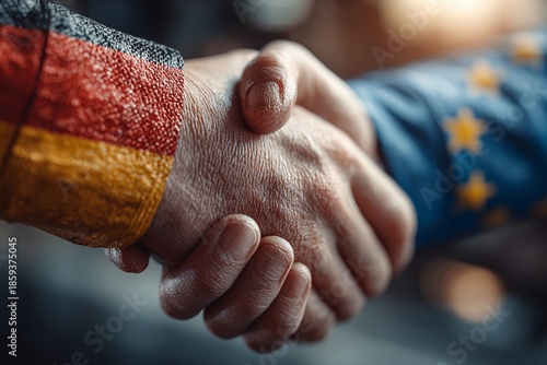 Flags Unite Through a Handshake of Friendship and Cooperation Generative AI