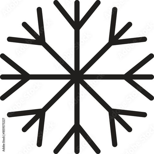 Minimalist Geometric Snowflake Icon for Winter and Cold Themes