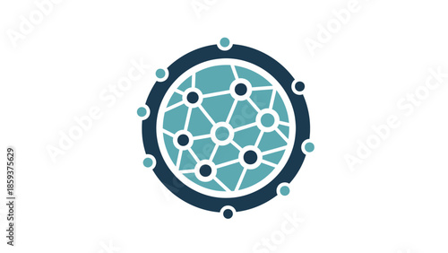 Abstract network globe design, with interconnected nodes and circular border