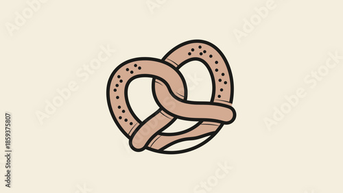 A pretzel, in a line-art style, is centered on a light beige background