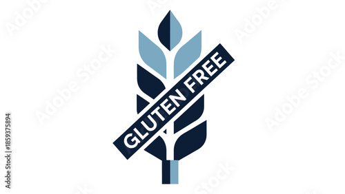 Illustration depicting wheat and a diagonal banner stating "Gluten Free". White background