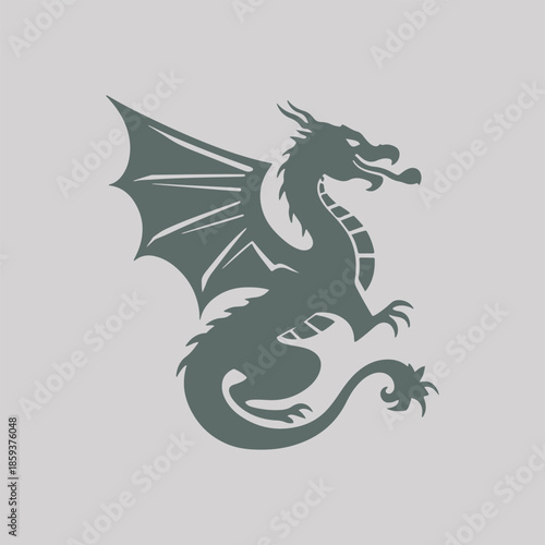Wallpaper Mural Dark Green Dragon Silhouette Logo Vector Illustration Torontodigital.ca