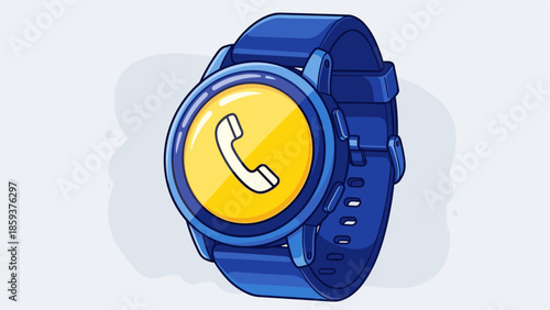 Smartwatch displaying an incoming call notification with a yellow phone icon.