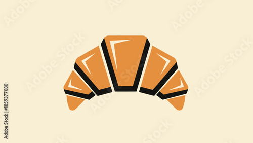 Graphic depiction of a crescent-shaped pastry on a cream background, stylized and flat