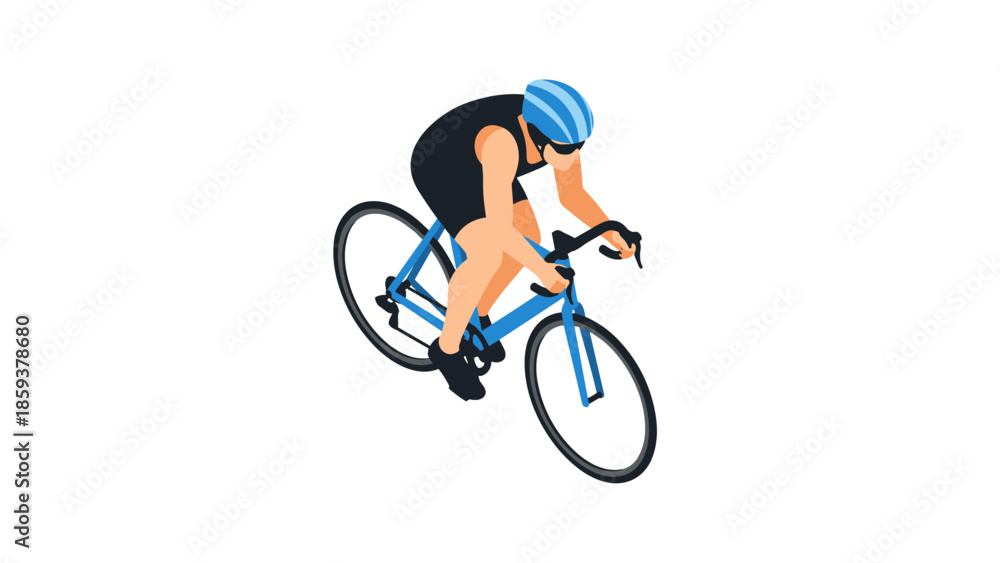 Fototapeta premium Isometric cyclist in motion: dynamic sports design for modern projects