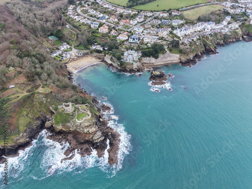 Aerial capture of the coastline at Fowey in Cornwall