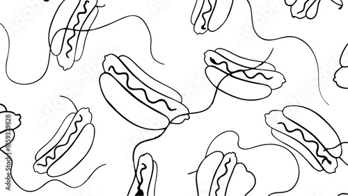 Abstract Whimsical Hot Dog Pattern Design for Food Branding and Packaging