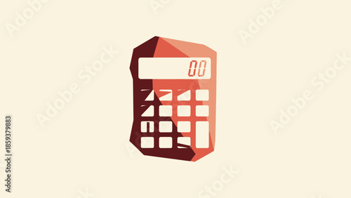 Illustration of a red and orange polygonal calculator showing "00" on a cream background