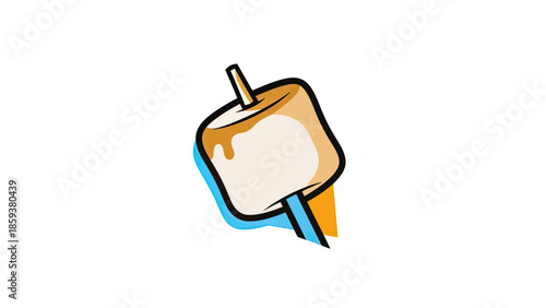 A toasted marshmallow on a stick illustration with white background