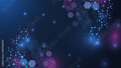 Health care abstract background with hexagons, lines and dots. Medical innovation banner template concept. Biology and pharmaceutical technology background. illustration.