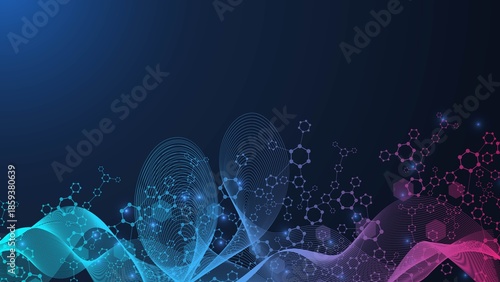 Health care abstract background with hexagons, lines and dots. Medical innovation banner template concept. Biology and pharmaceutical technology background. illustration.