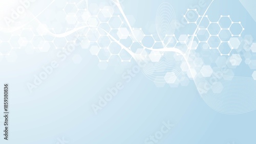 Health care abstract background with hexagons, lines and dots. Medical innovation banner template concept. Biology and pharmaceutical technology background, illustration.