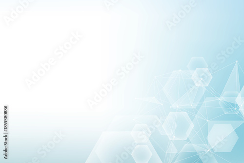 Health care abstract background with hexagons, lines and dots. Medical innovation banner template concept. Biology and pharmaceutical technology background, illustration.