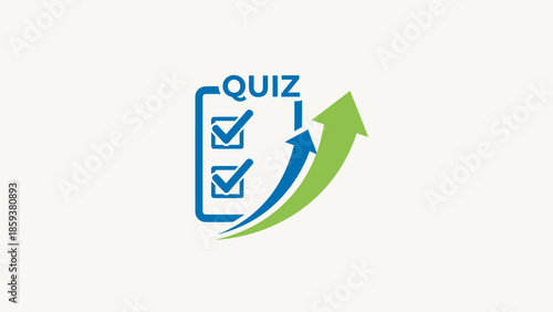A quiz icon shows a checklist with checkmarks and an upward arrow, in a simplistic design