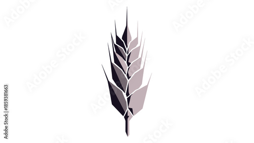 A stylized wheat stalk graphic, rendered in shades of grey and black, set against a white background