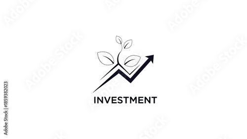 An investment icon features a plant growing upward with an arrow and the word "INVESTMENT