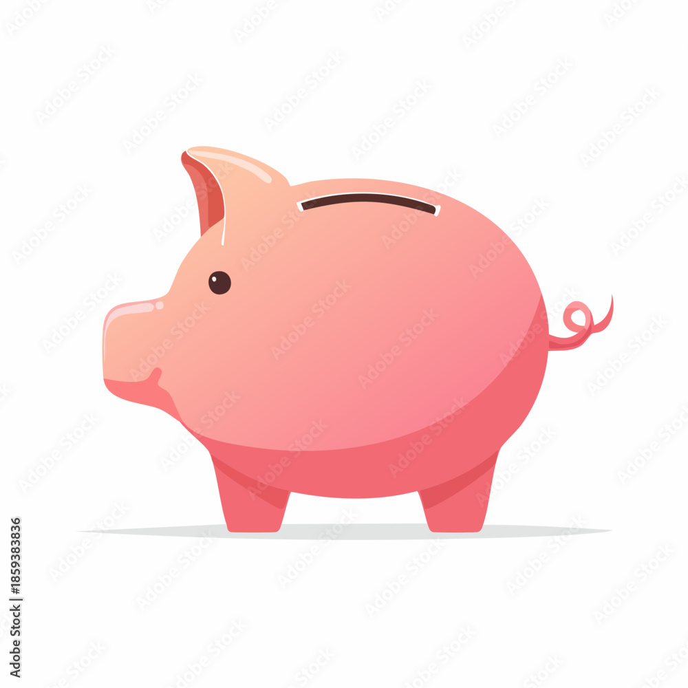Obraz premium Vibrant cartoon illustration of a traditional pink piggy bank, a universal symbol for saving money, financial growth, and planning a secure future, ideal for finance and investment concepts