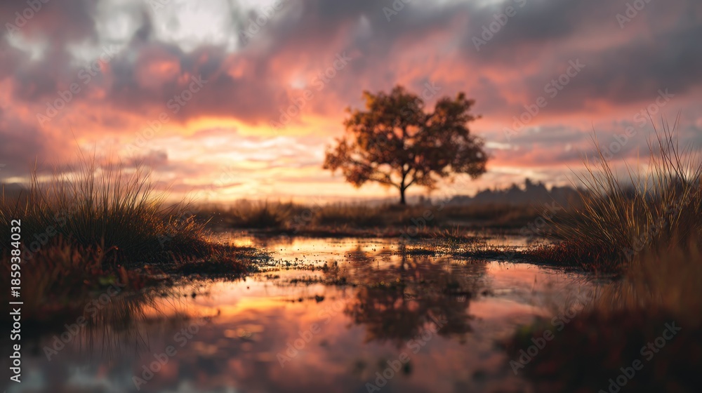 Fototapeta premium Sunrise over still pond