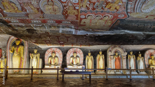 Dambulla, Sri lanka MARCH 06, 2025: Statues and murals in Dambulla Cave Temple, Dambulla, Sri Lanka