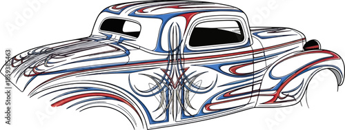 Classic pickup truck illustration with custom painted design