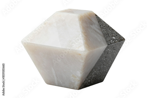 Polished Geometric Stone Object in Isolation with Contrast on Pure White Background
