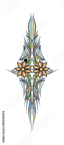 Floral ornament illustration on black background