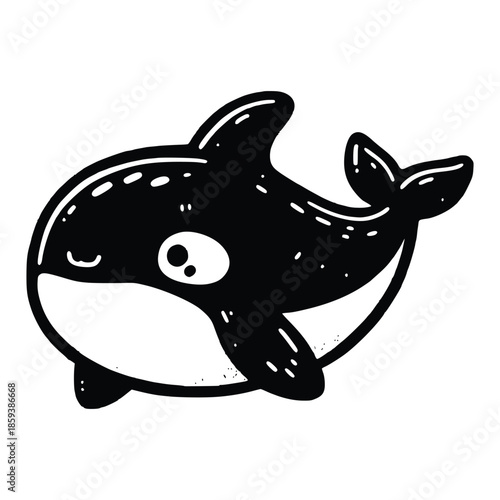 Hand Drawn Killer Whale Orca Illustration in Black and White