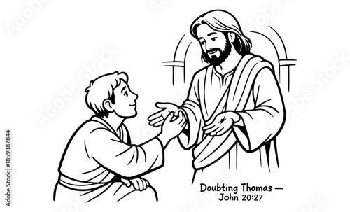 Doubting Thomas touches Jesus' wounds, confirming his resurrection