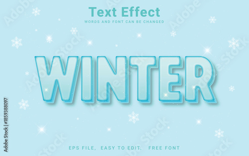 Editable winter text effect vector style in illustrator