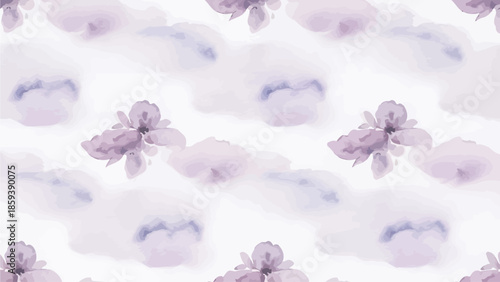 Soft Focus Floral Pattern with Delicate Purple Flowers on White Background